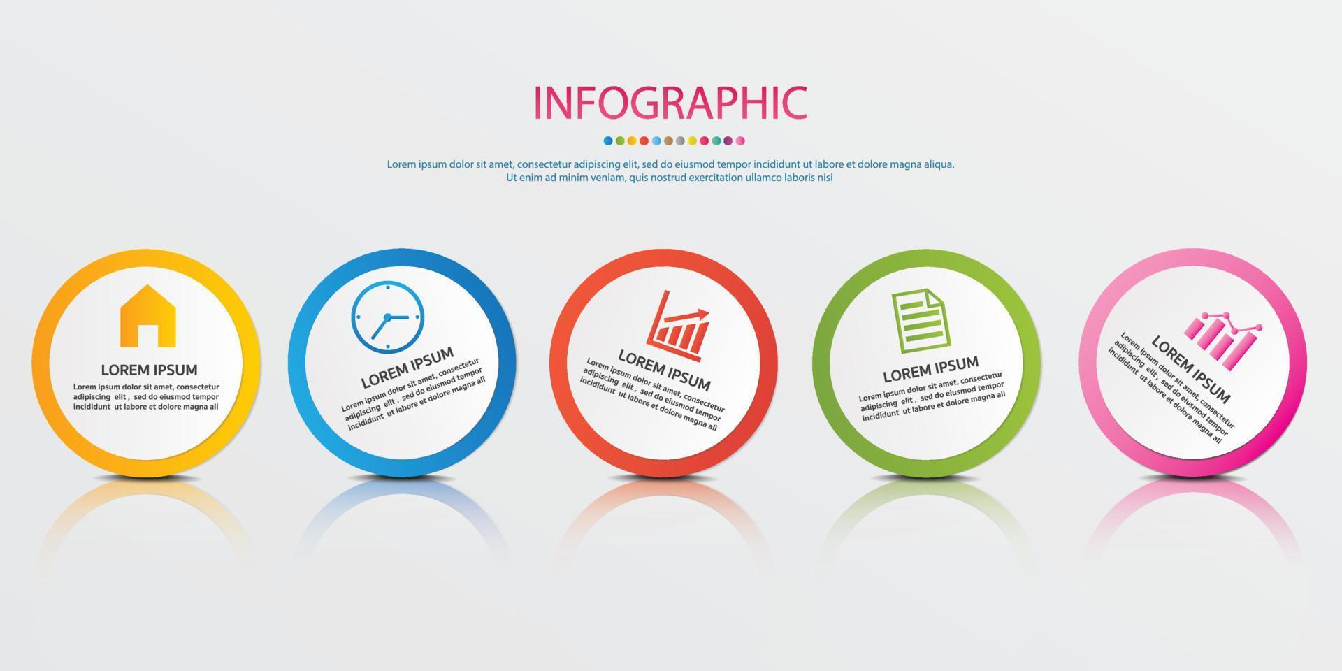 Business data. timeline infographic 5 steps or options icons designed for abstract background template vector