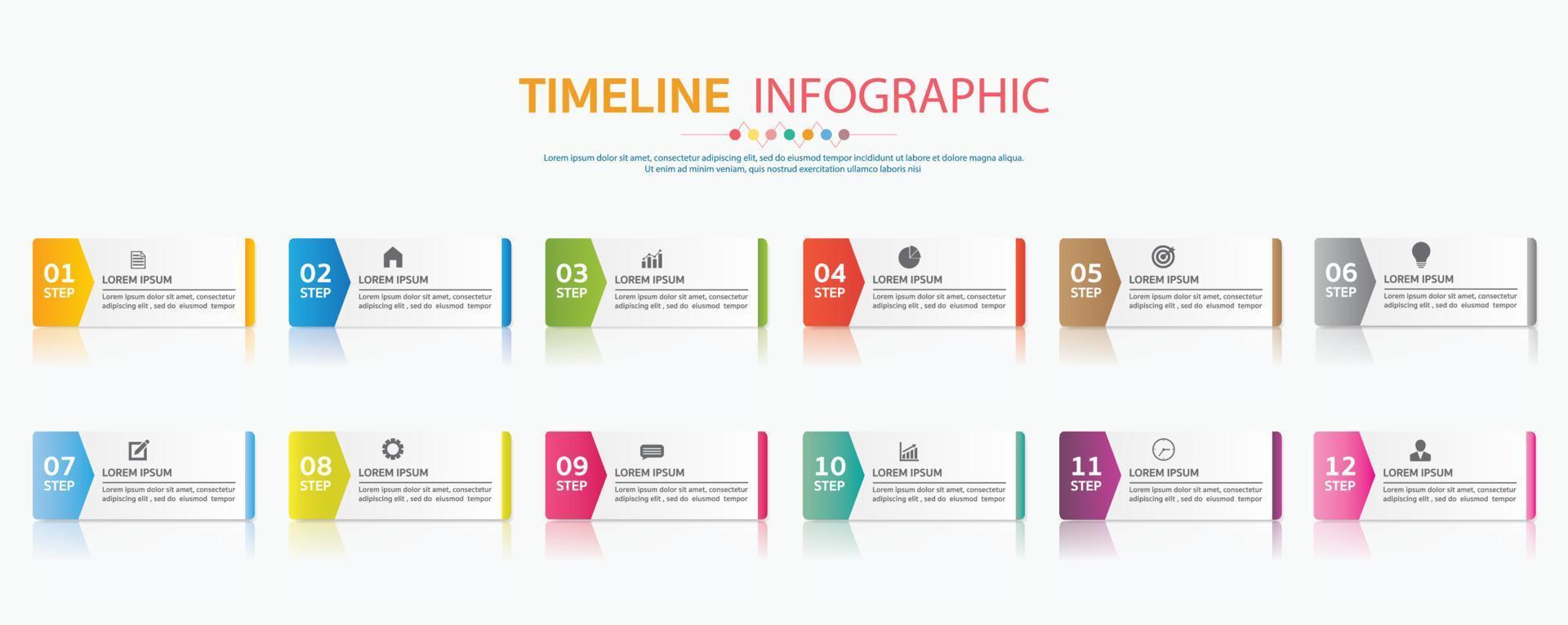 cronograma de 12 meses, plantilla infográfica para empresas. vector