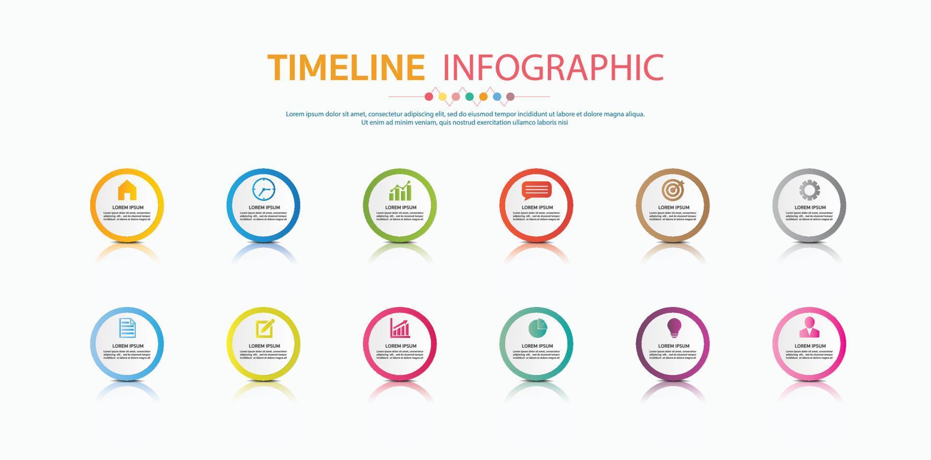 Timeline for 12 months, Infographic template for business. vector