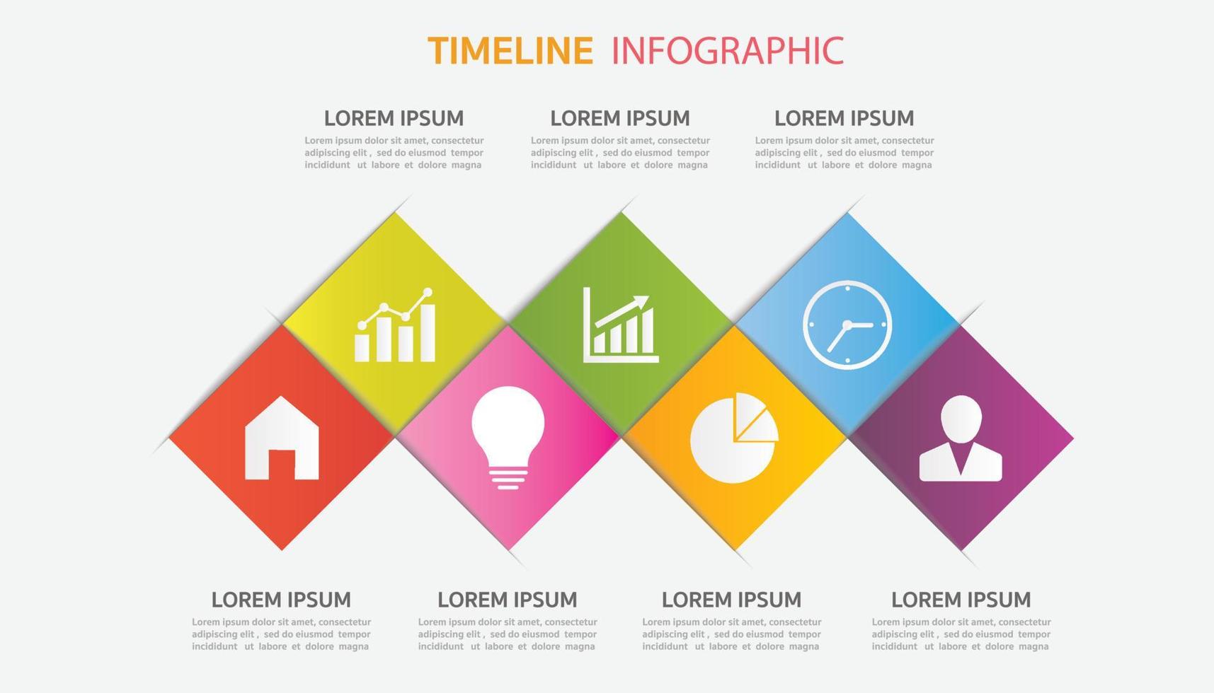 plantilla de línea de tiempo horizontal con 7 días, infografía de línea de tiempo. infografía de línea de tiempo semanal. vector