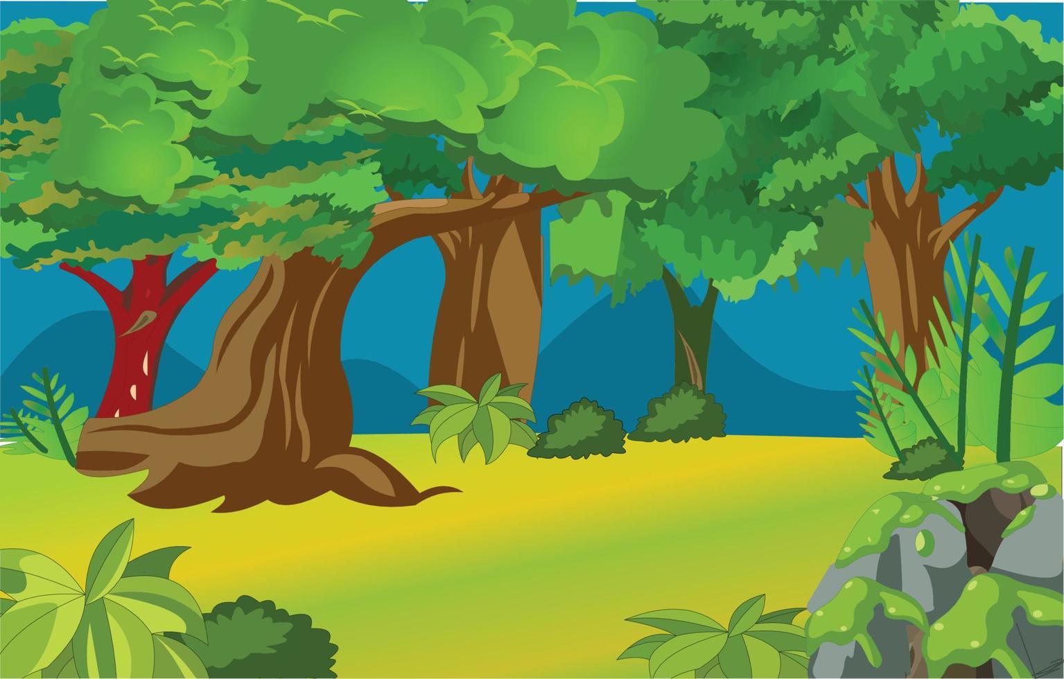 Illustration of a summer forest landscape in cartoon style. 6033138 Vector  Art at Vecteezy