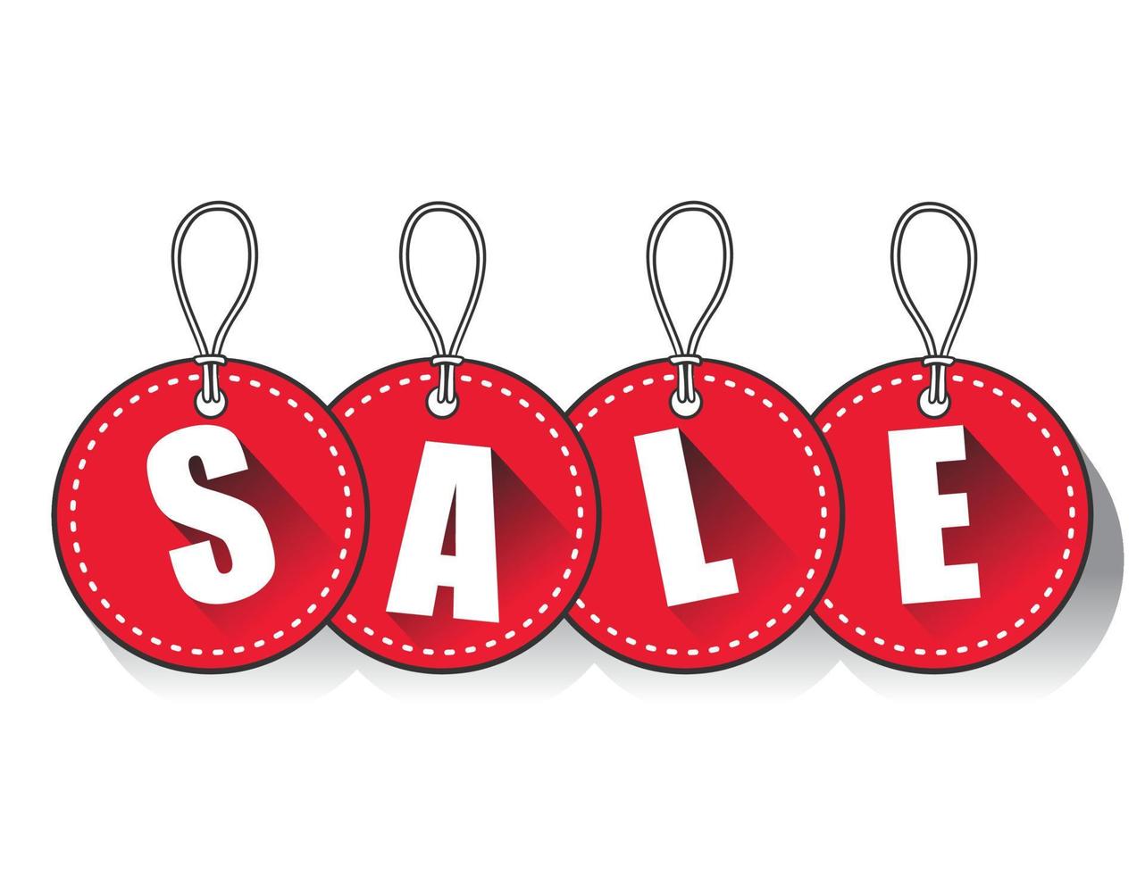 Vector hanging red sales tags with shadow