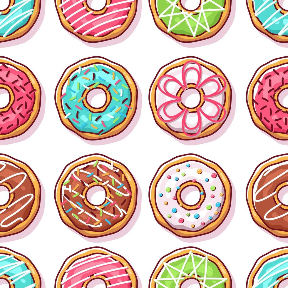 Colorful donuts illustration seamless pattern vector