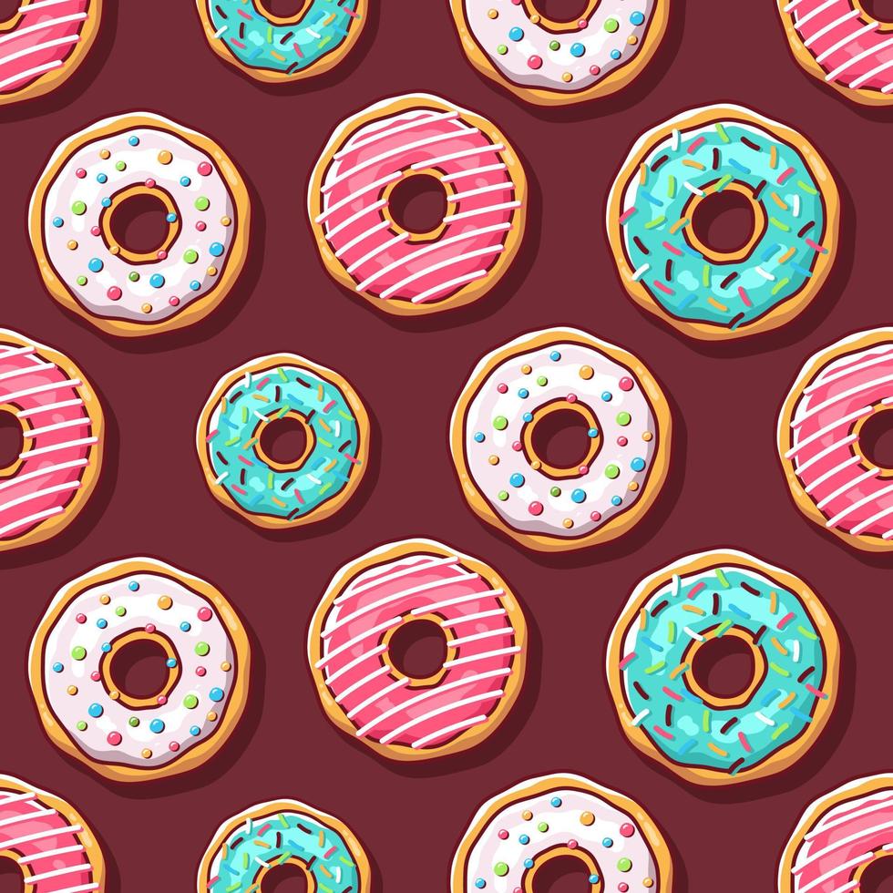 Colorful donuts illustration seamless pattern vector