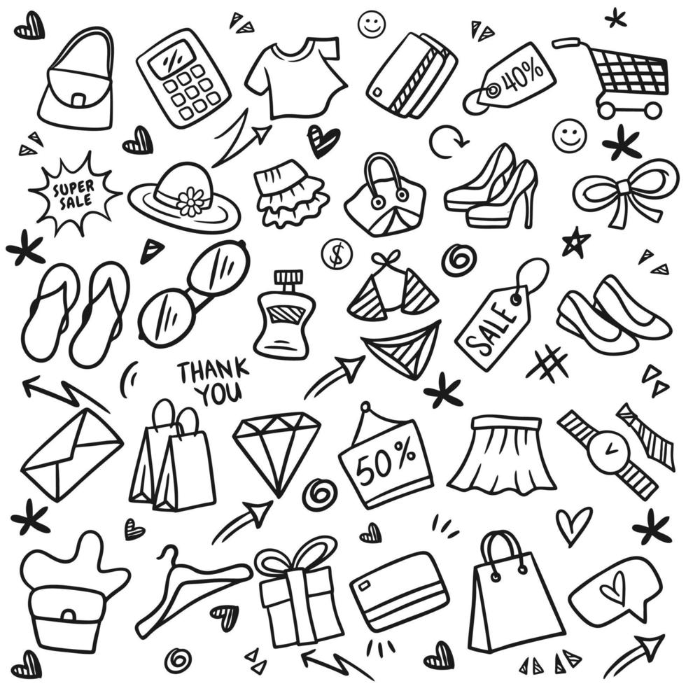 Set of Shopping Doodle Sketch vector