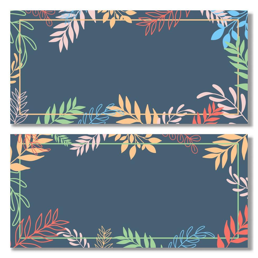 Set of posters with elements of plants and abstract shapes vector