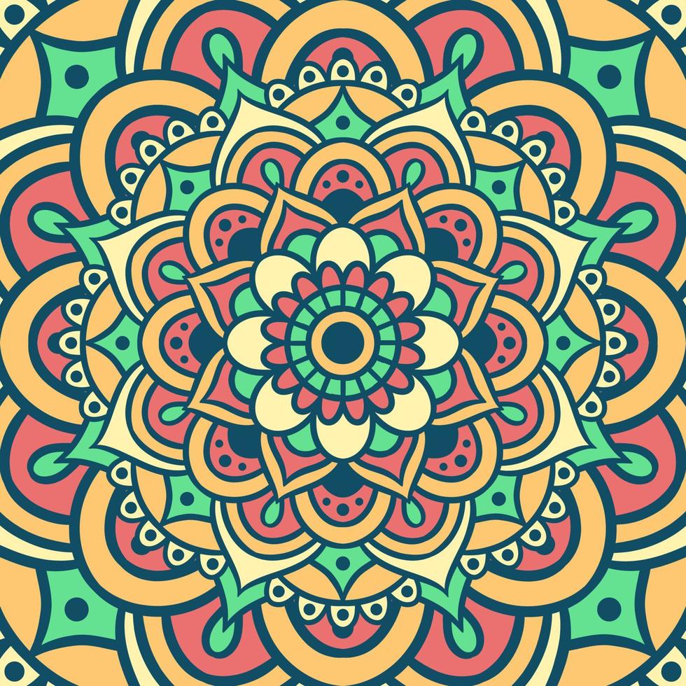 Ethnic Mandala Round Ornament Pattern With Colorful vector