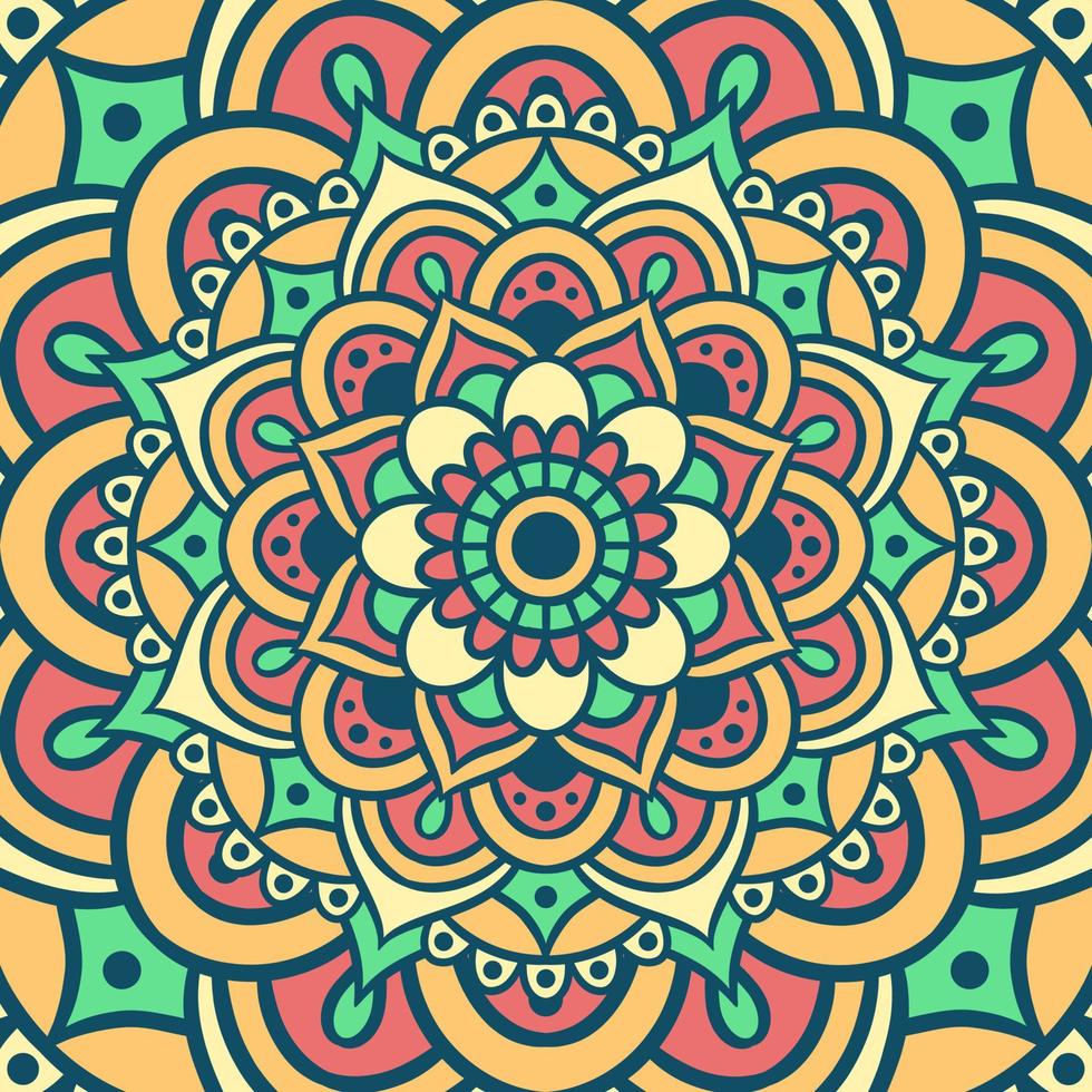 patrón de ornamento redondo de mandala étnico con colorido vector