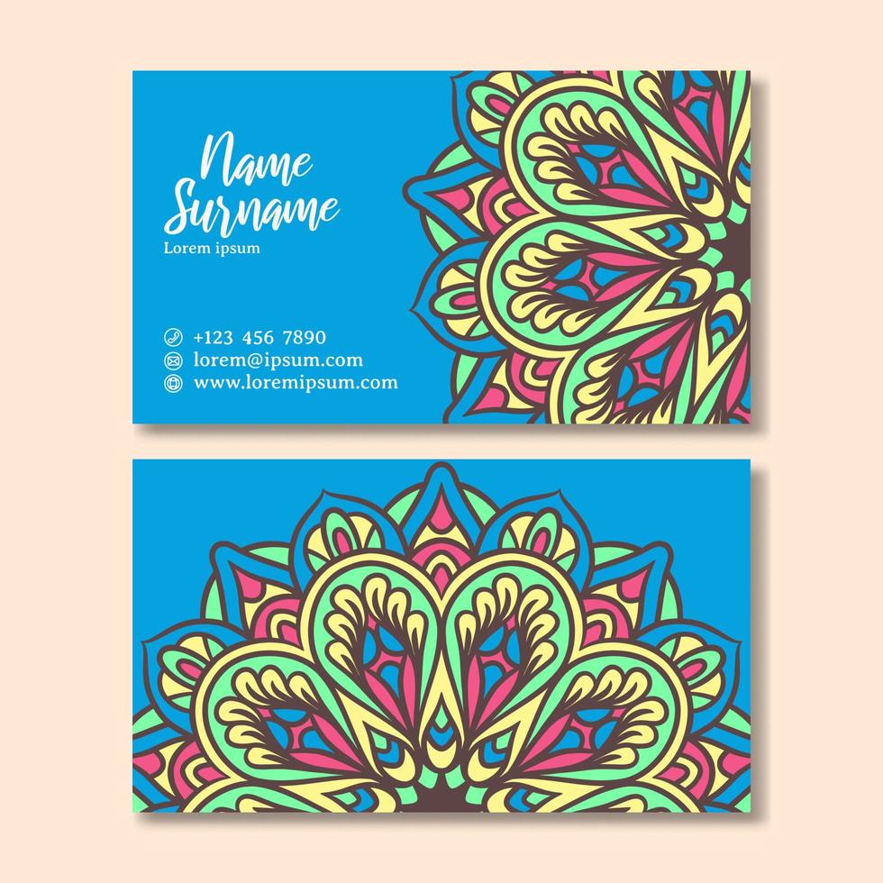 Vintage business card with mandala design template vector