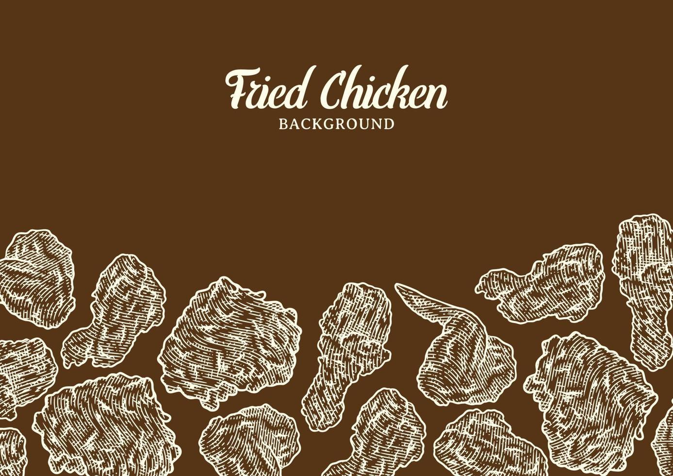 plantilla de fondo de pollo frito crujiente vector