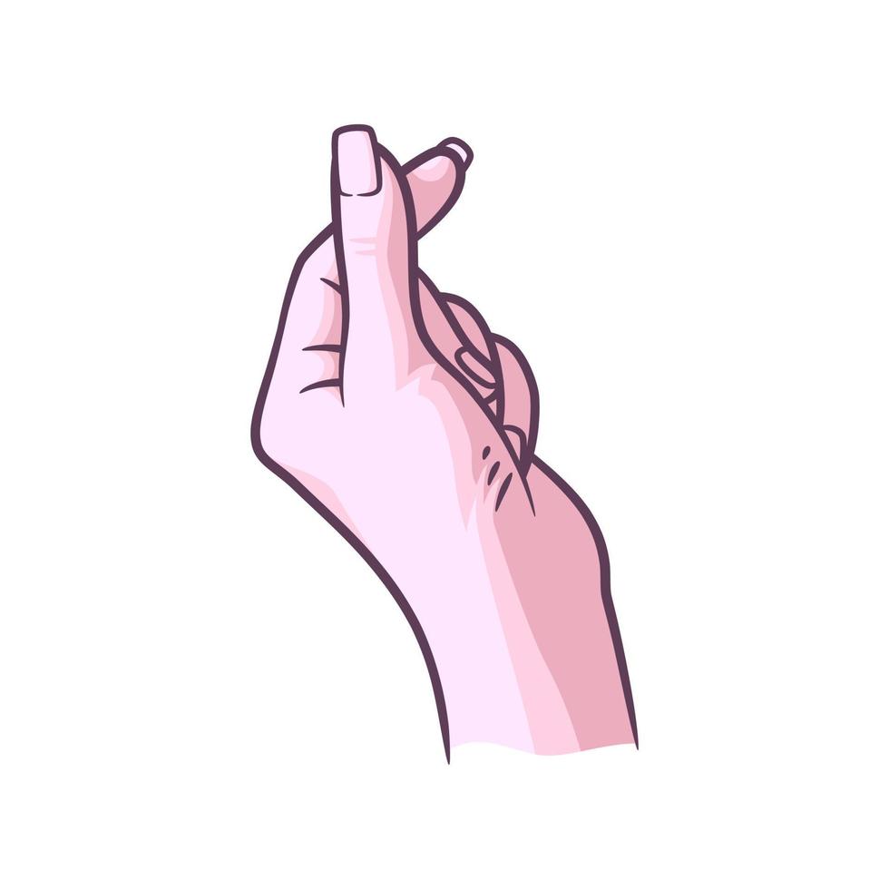 mano con los dedos en forma de corazón. signo de amor coreano vector