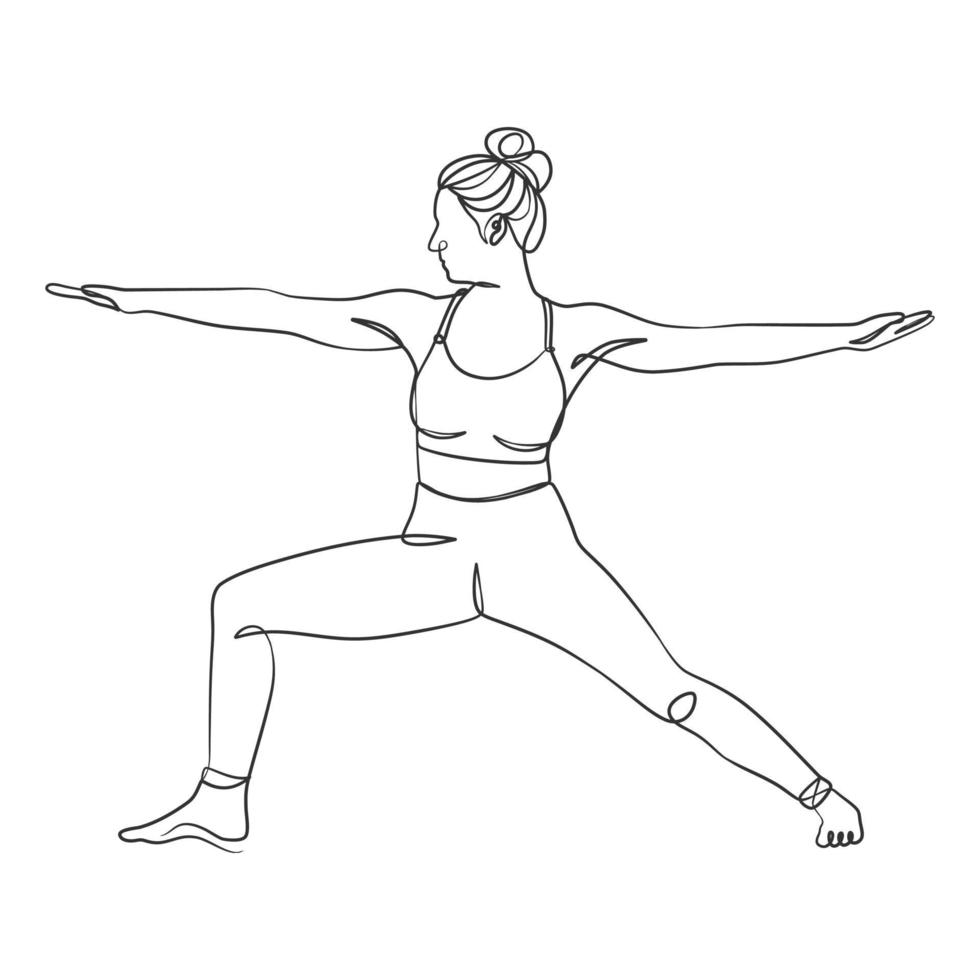 Yoga girl continuous line drawing minimalist design vector