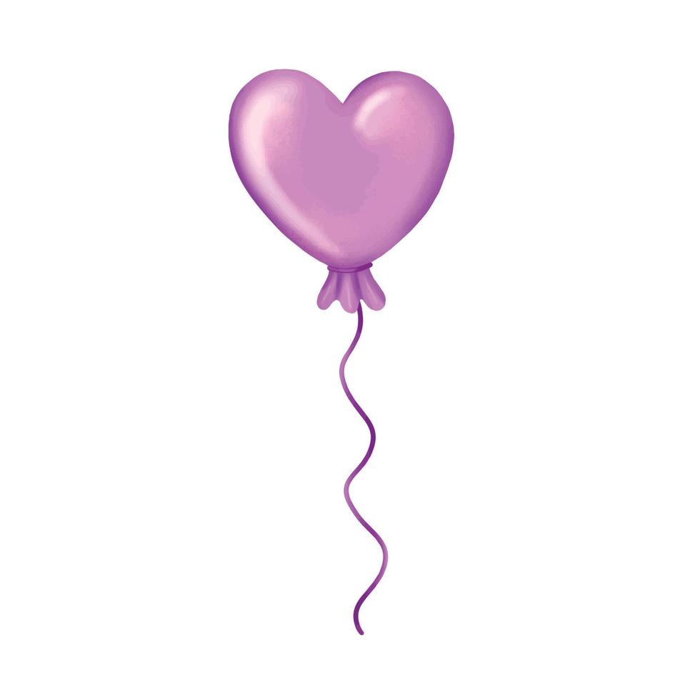 Pink balloon in the shape of a heart. Vector illustration