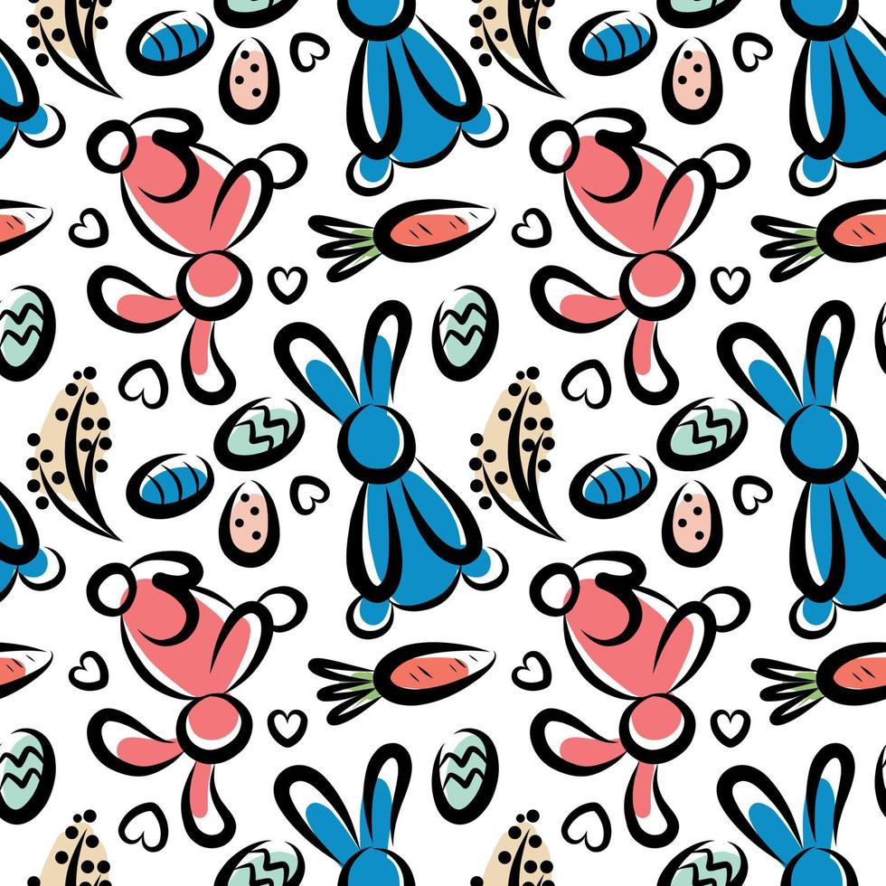 Pattern with bunnies and carrots for Easter vector