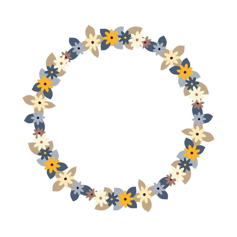 floral spring wreath in boho style vector