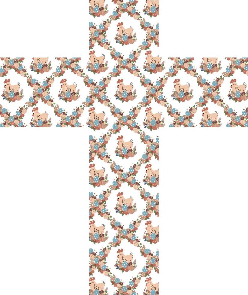 easter cross decorated with a pattern. vector illustration