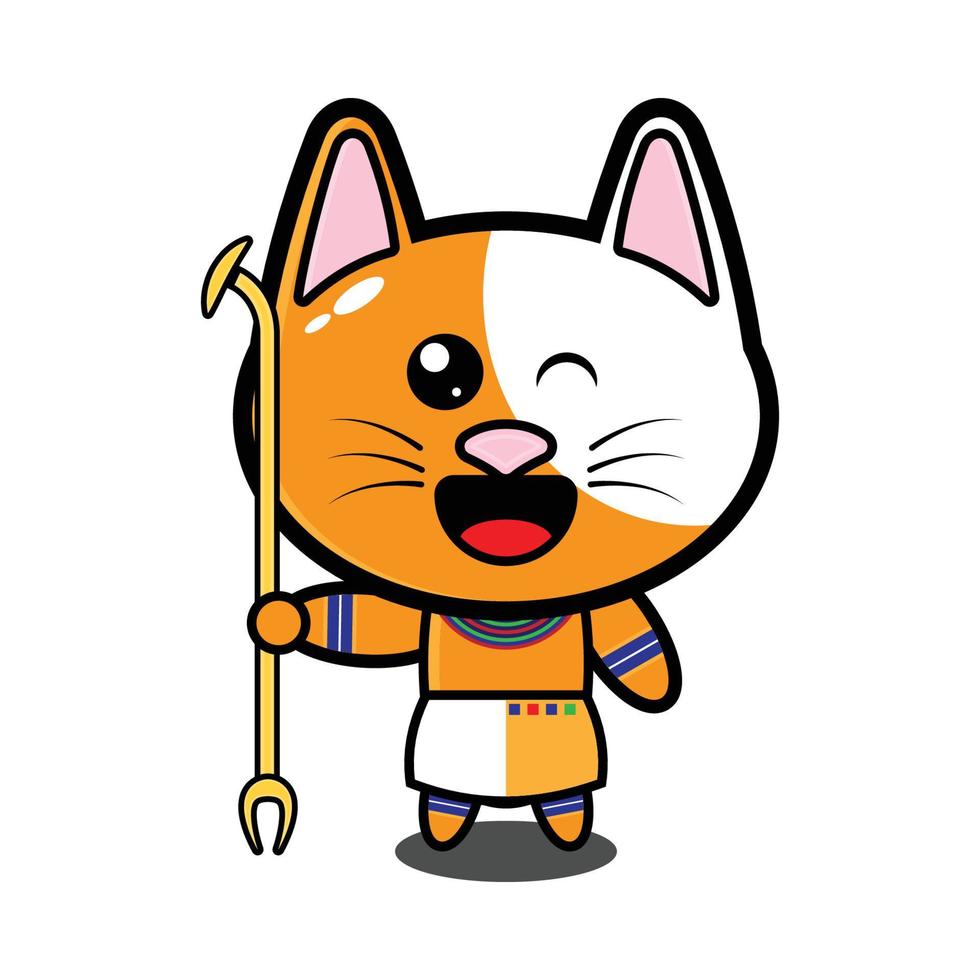 lindo personaje de dibujos animados de gato con traje de mito egipcio vector