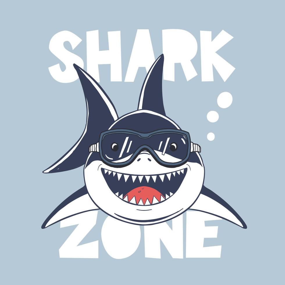 Cute shark zone print icon vector