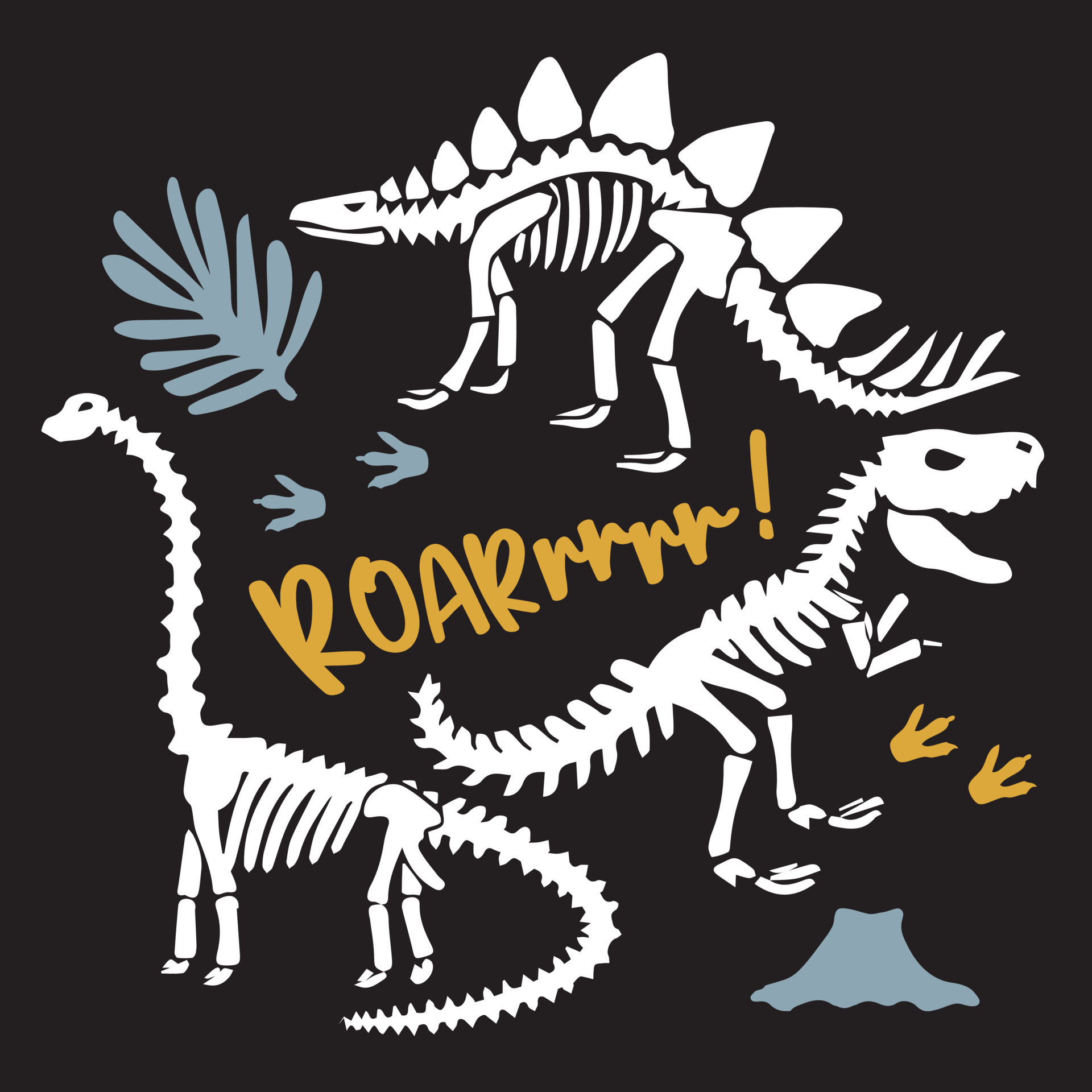 Dinosaurs skeleton icon print with text 6033374 Vector Art at Vecteezy