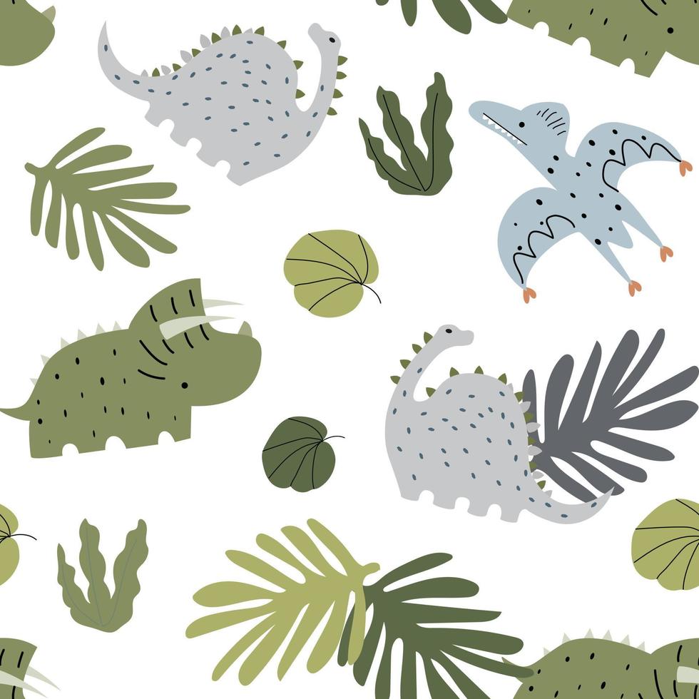 Cute dinosaur seamless repeat pattern vector