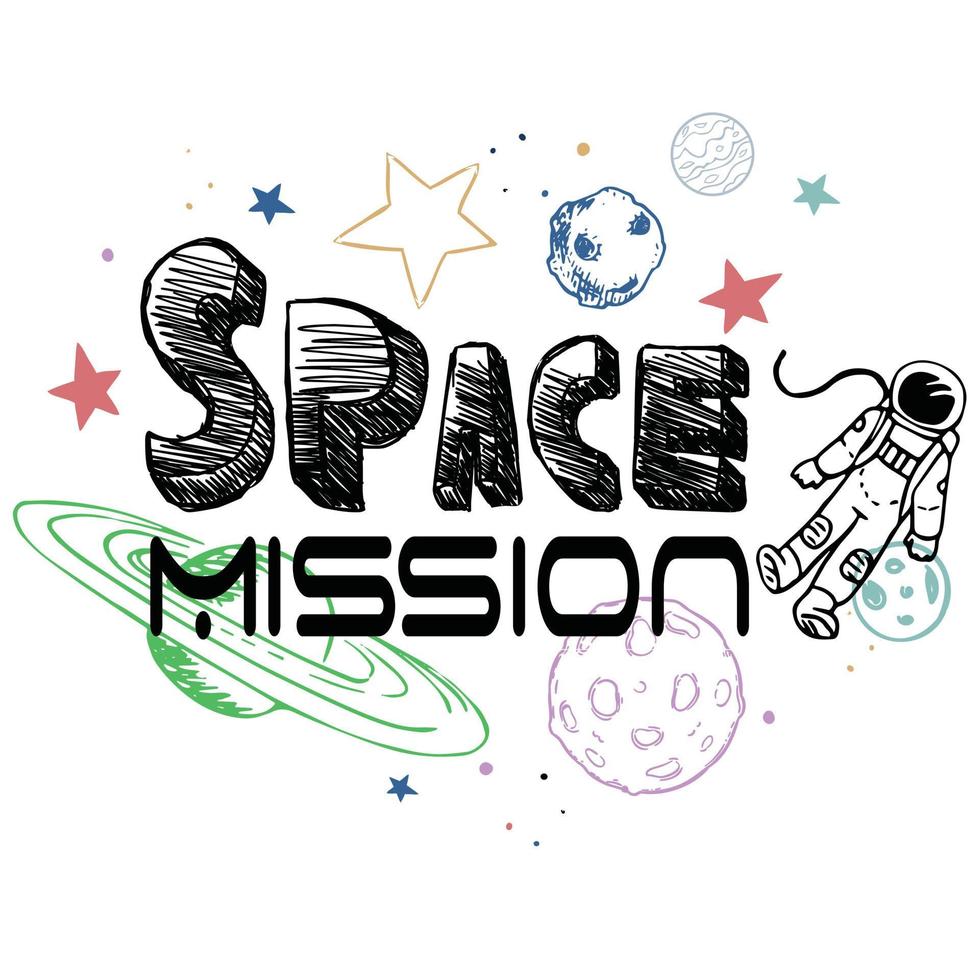 Space mission typography icon print vector