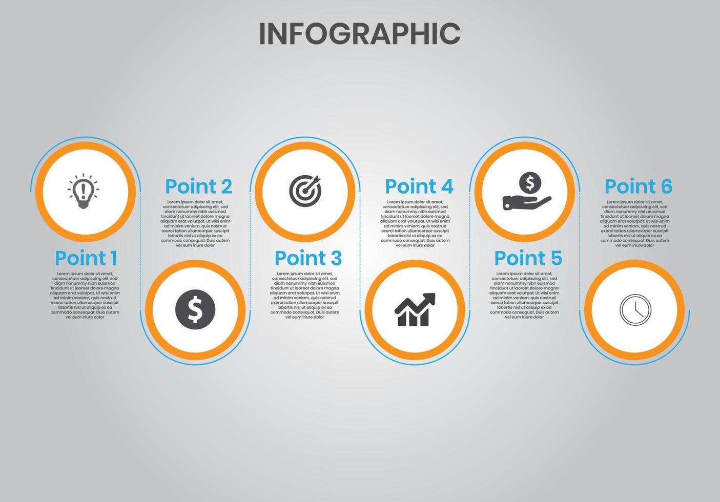 6 Point business Infographics design vector