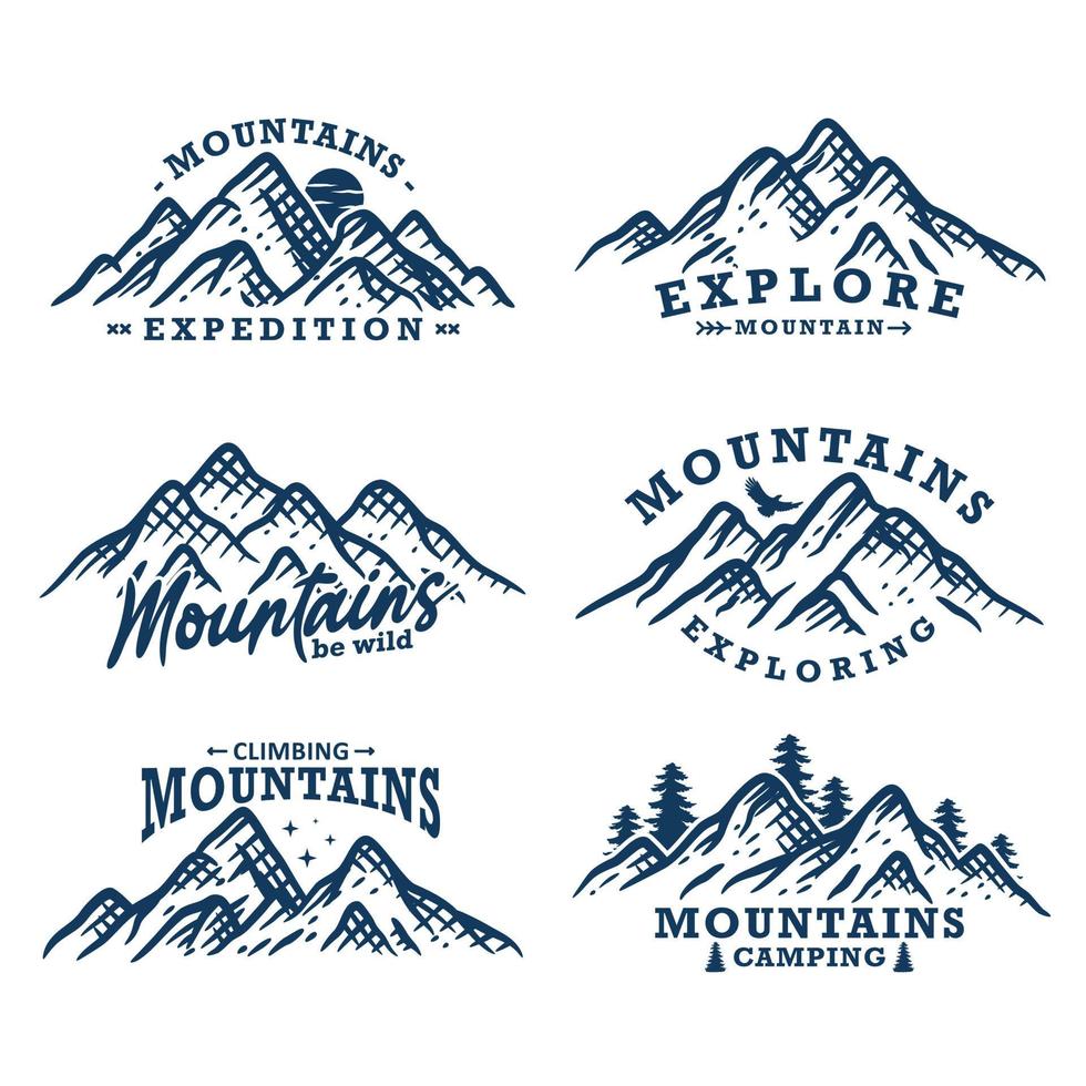 mountain design set collection hand drawn vector