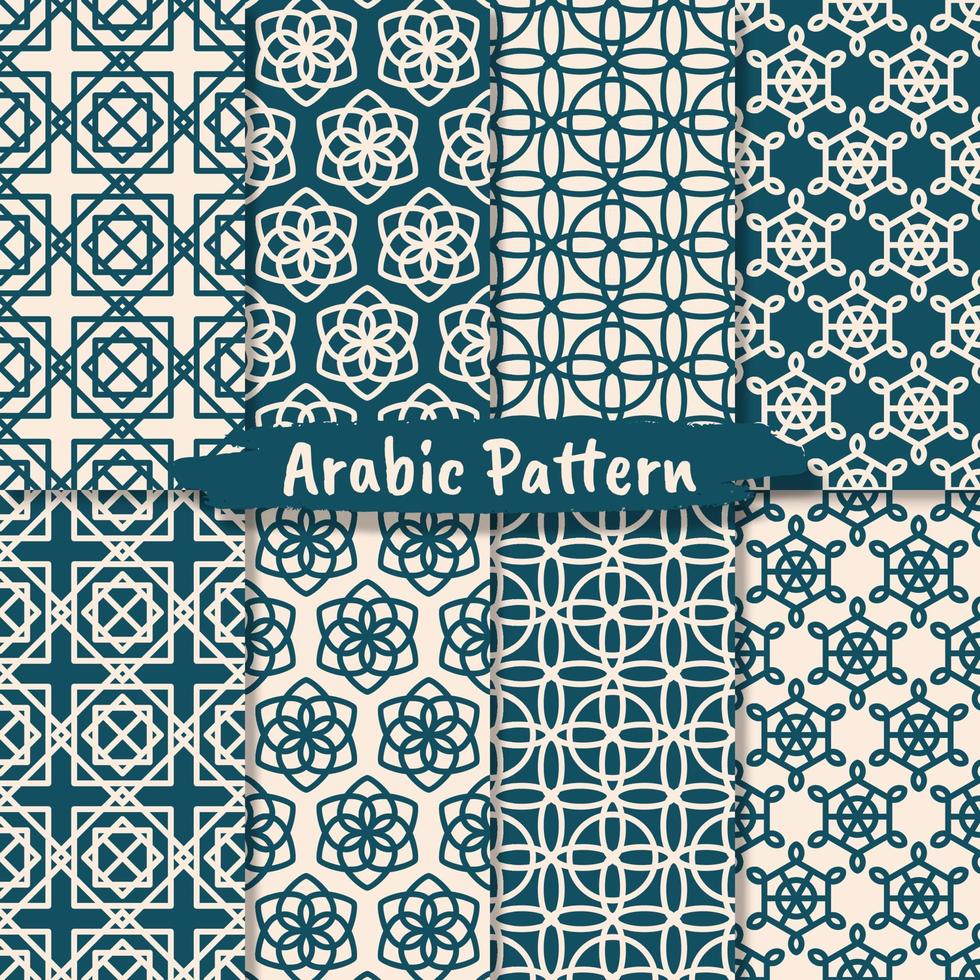 Set of Islamic abstract ornament pattern design vector