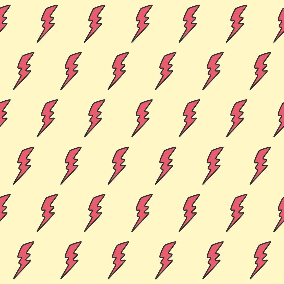 Retro vector seamless pattern with lightning bolt