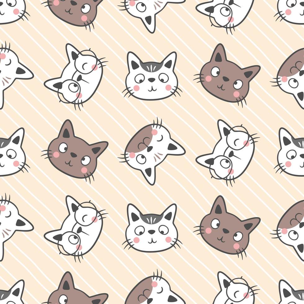 Cute cat seamless pattern background vector