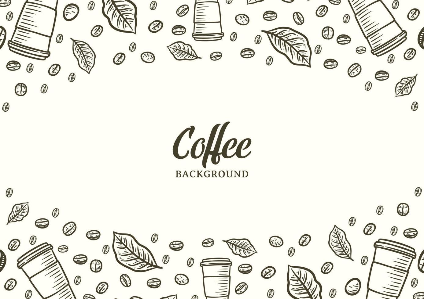 Hand drawn background with coffee beans vector