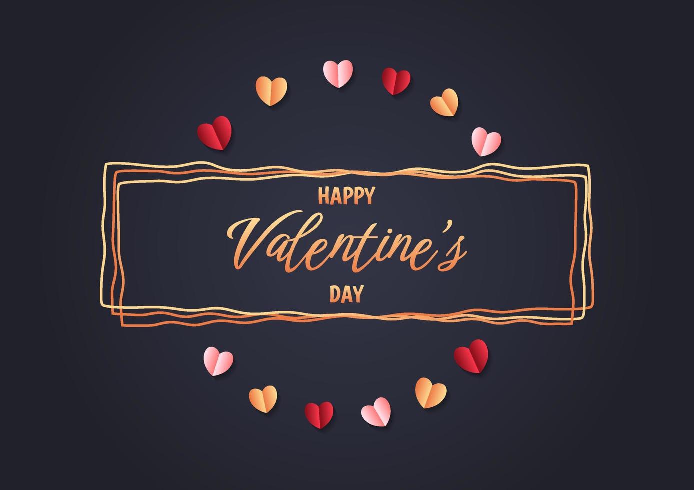 Happy valentine's day heart frame background vector