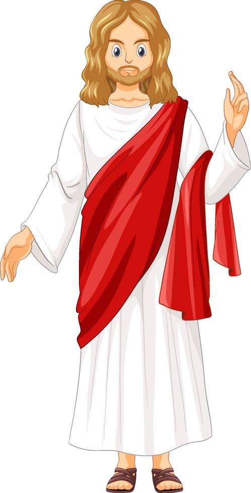 personaje de dibujos animados de Jesús sobre fondo blanco vector