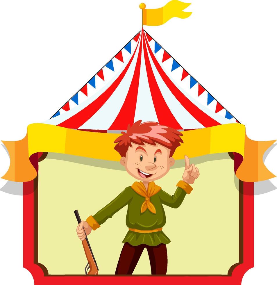 Man with gun on circus tent banner vector