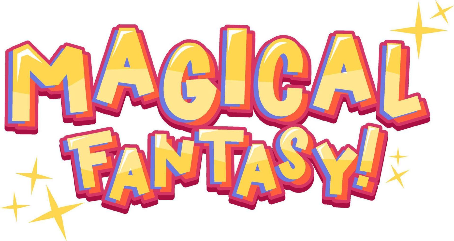 Magical Fantasy text word in cartoon style vector