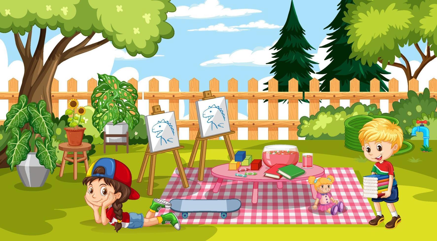 Scene with children in the park vector