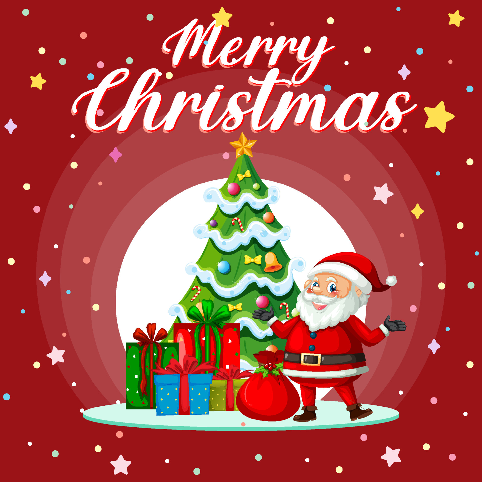 Merry Christmas poster design with Santa Claus cartoon character 6033737  Vector Art at Vecteezy