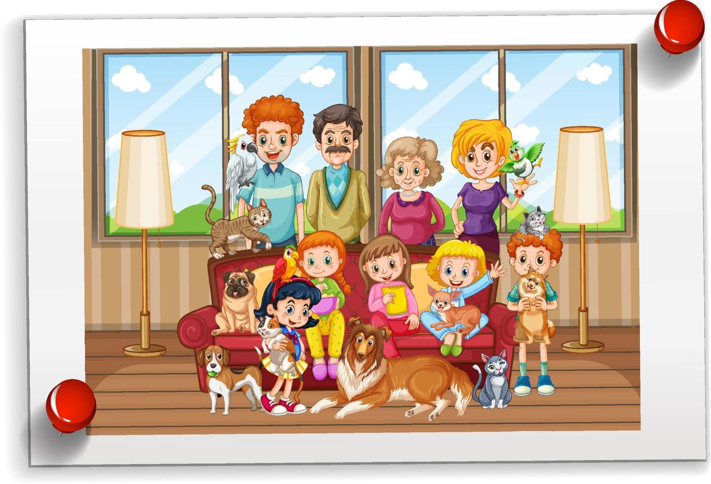 A photo of big family on white backgound vector
