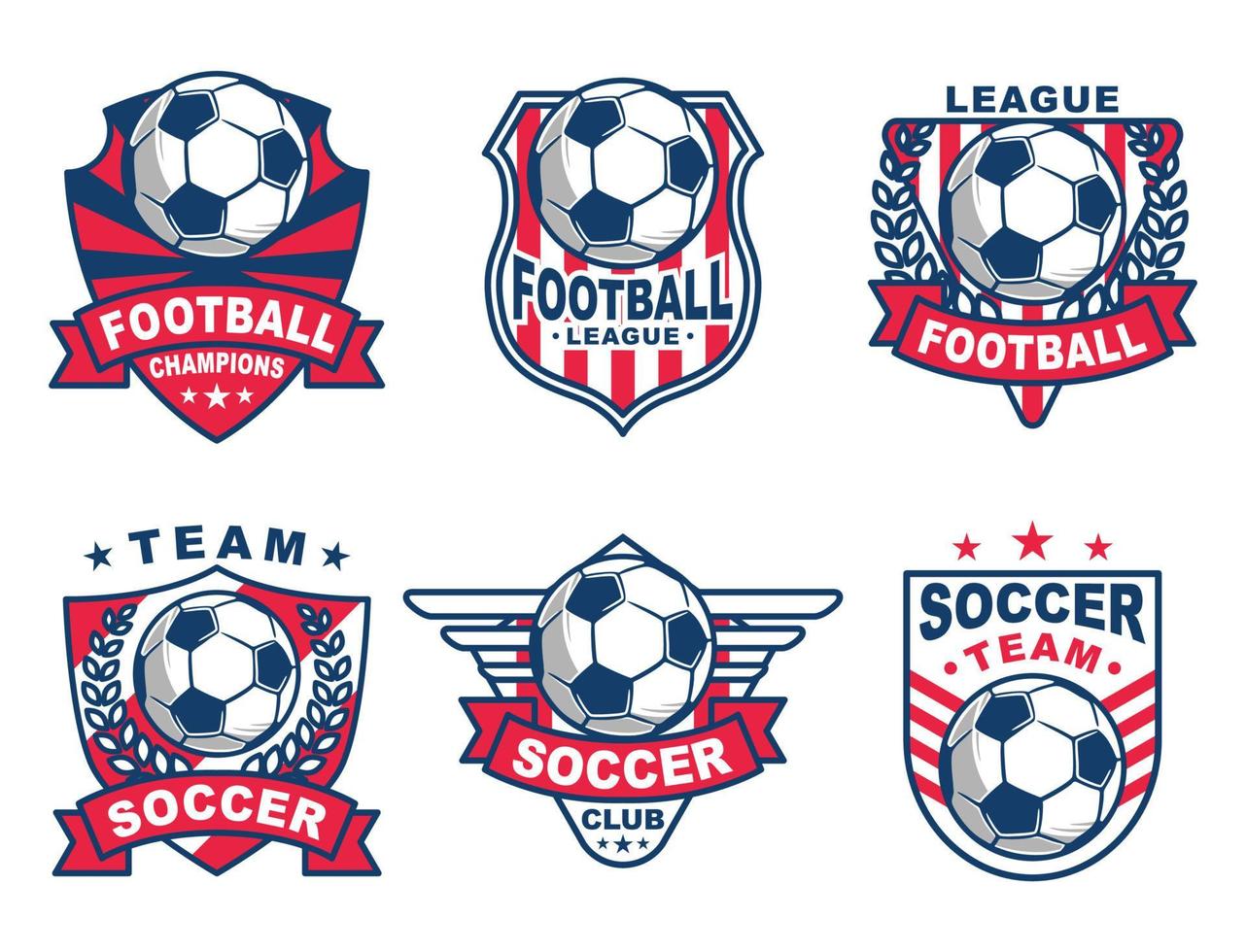 conjunto de logo de fútbol o insignia de club de fútbol vector
