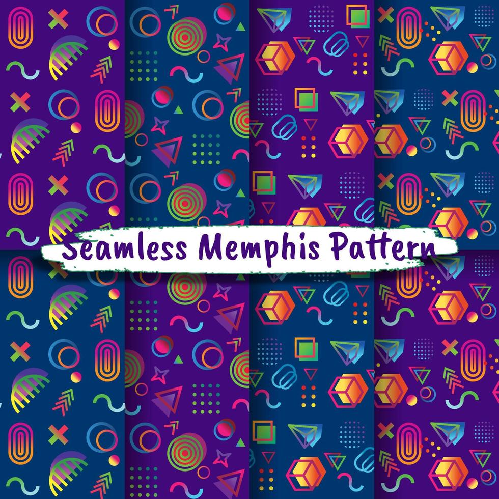 Collection of Seamless Memphis Style Patterns vector