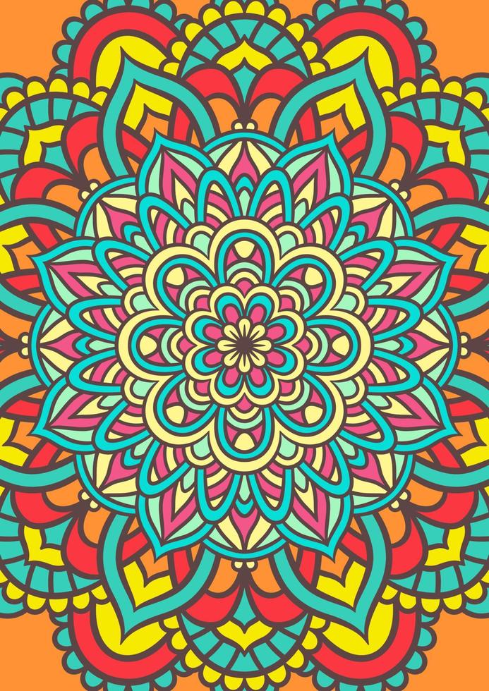 patrón de ornamento redondo de mandala étnico con colorido vector