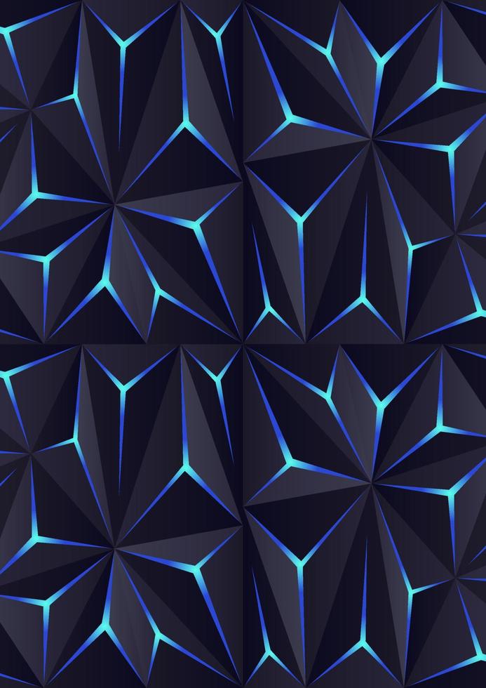 Abstract dark polygon background with light effect vector