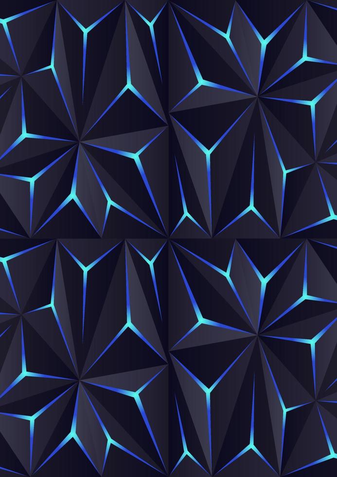 Abstract dark polygon background with light effect vector