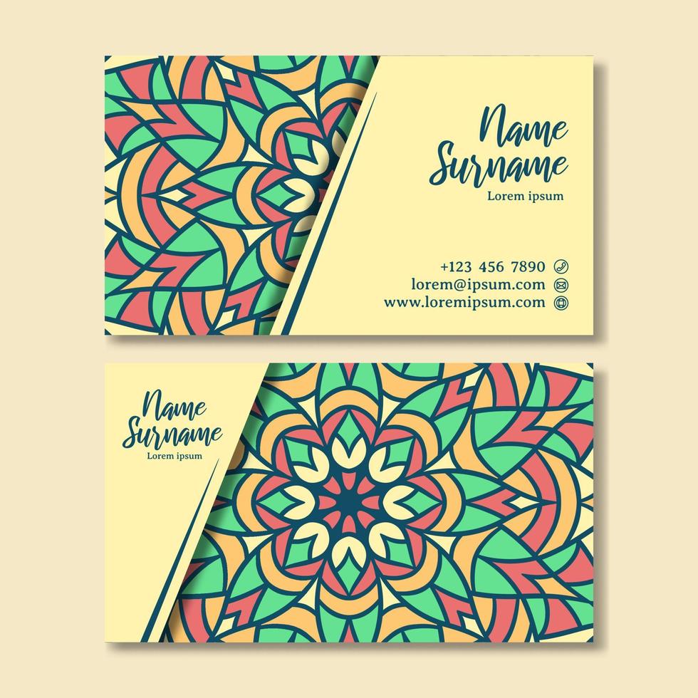 Vintage business card with mandala design template vector