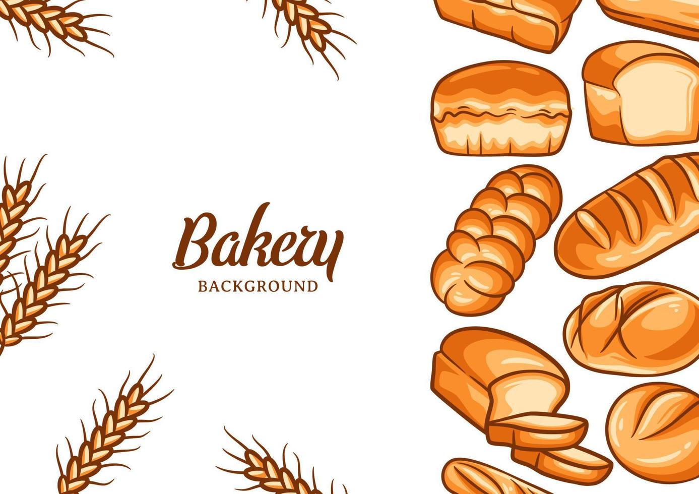 Bakery background with colorful bread vector illustration