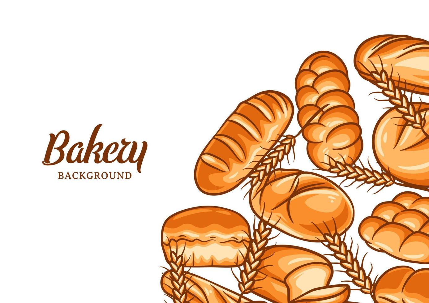 Bakery background with colorful bread vector illustration