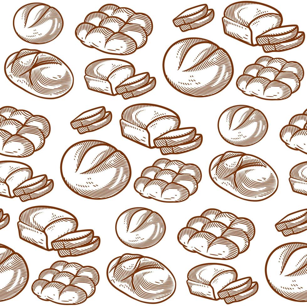 Bread and bakery seamless pattern vector