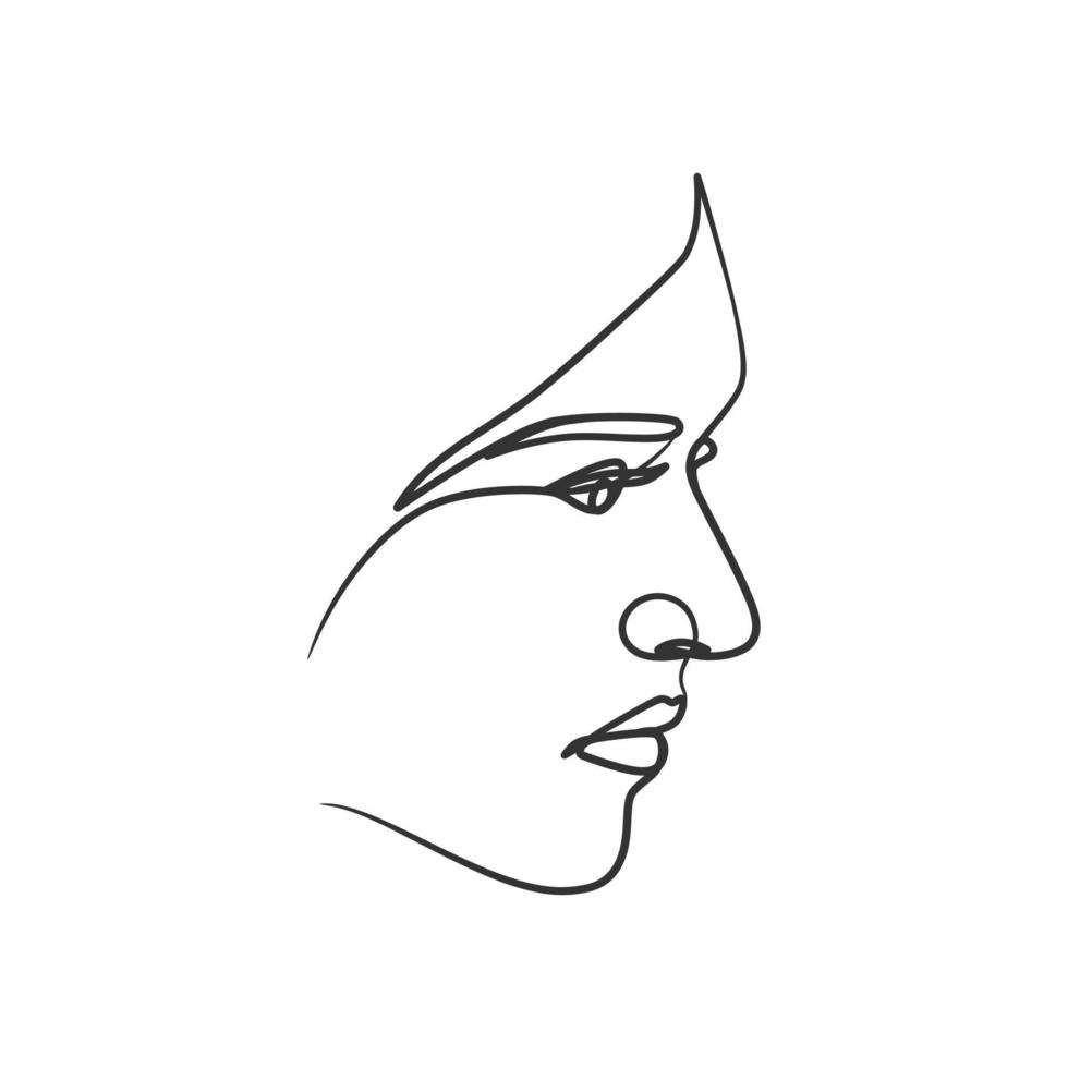 Continuous line drawing of woman face. One line woman portrait vector