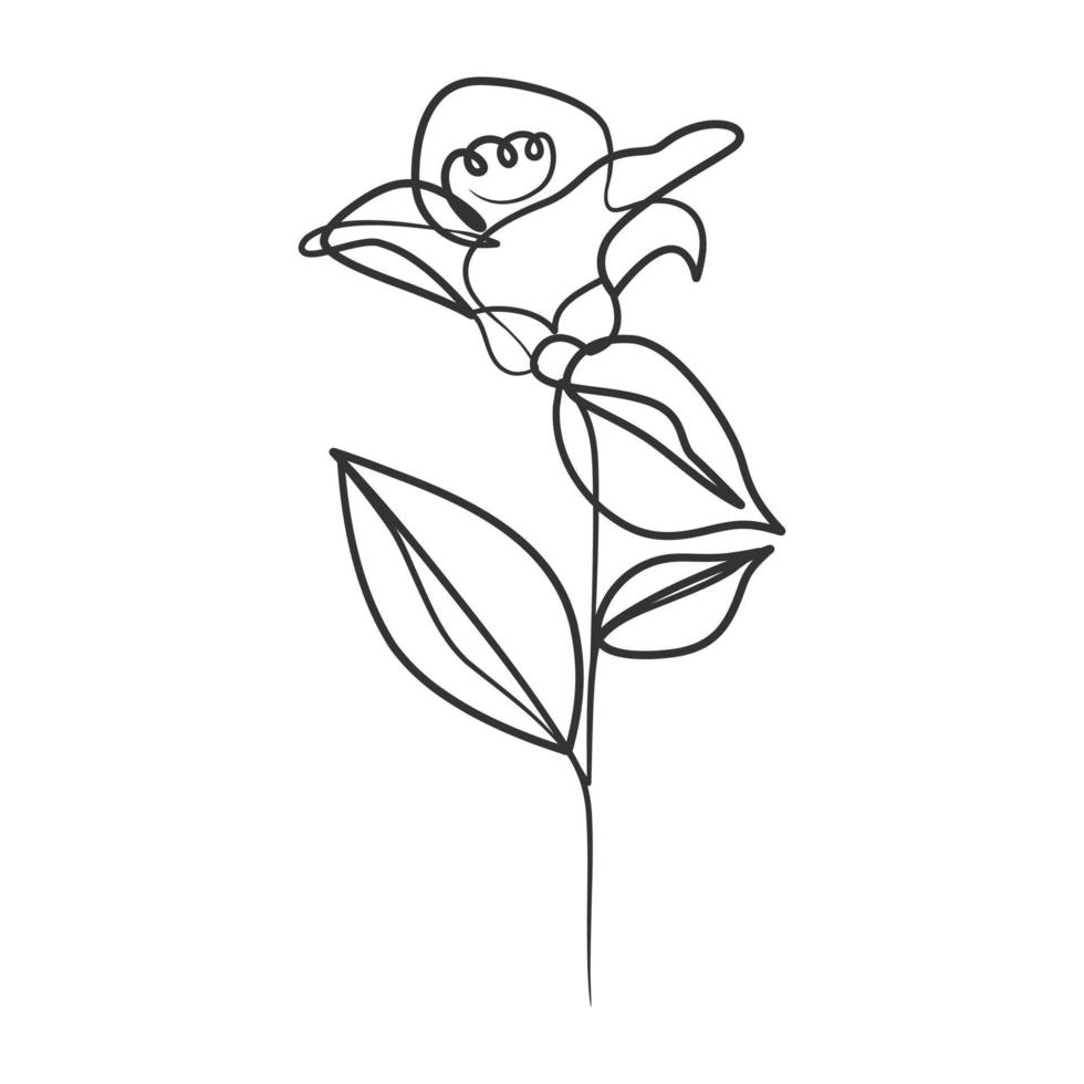 Continuous line drawing of simple flower illustration vector