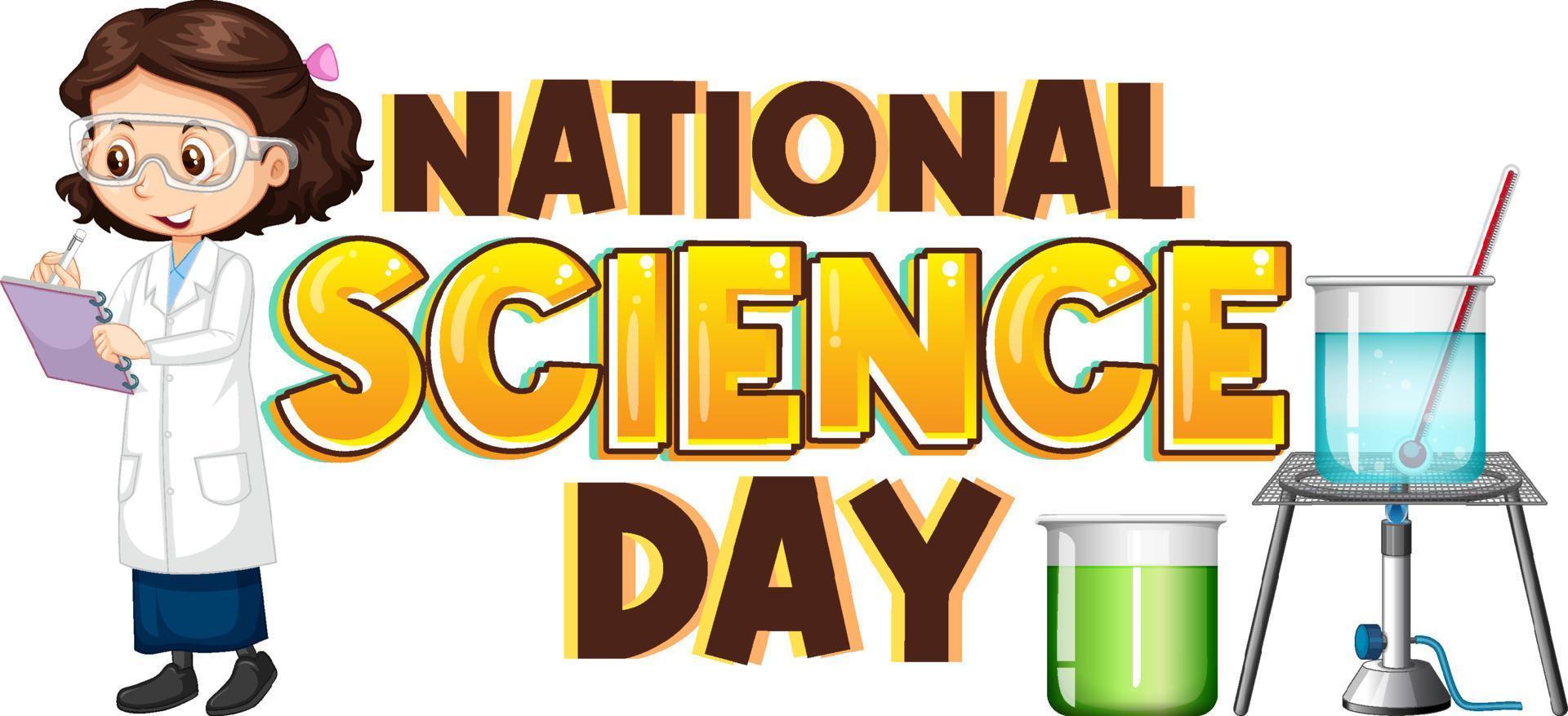National Science Day with woman in lab vector